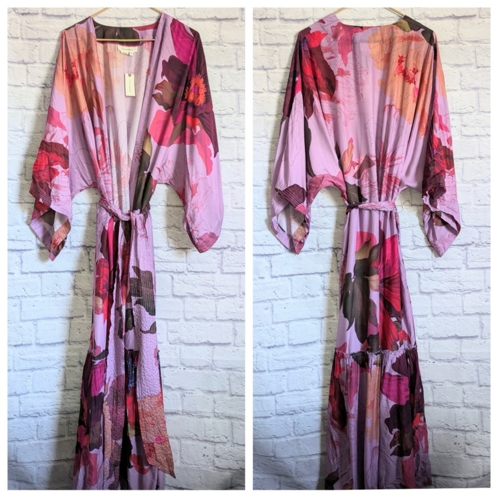 Anthropologie Purple and Pink Floral Robe - Picture 3 of 8